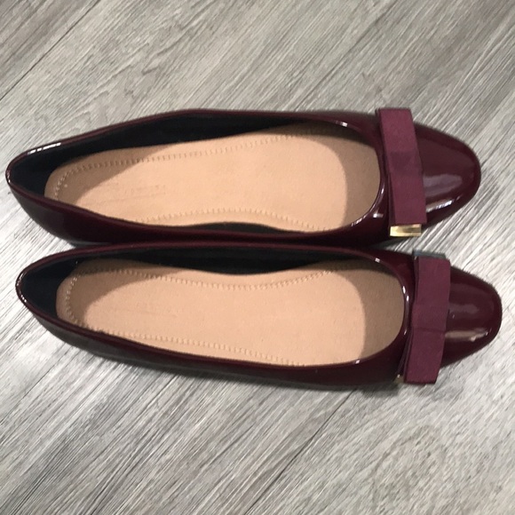 ASOS Burgundy Patent Vegan Leather Bow Detail Ballet Flats size 9 - Picture 2 of 11
